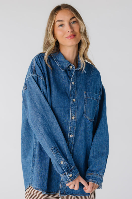 All About Love Denim Shirt for women in sturdy denim