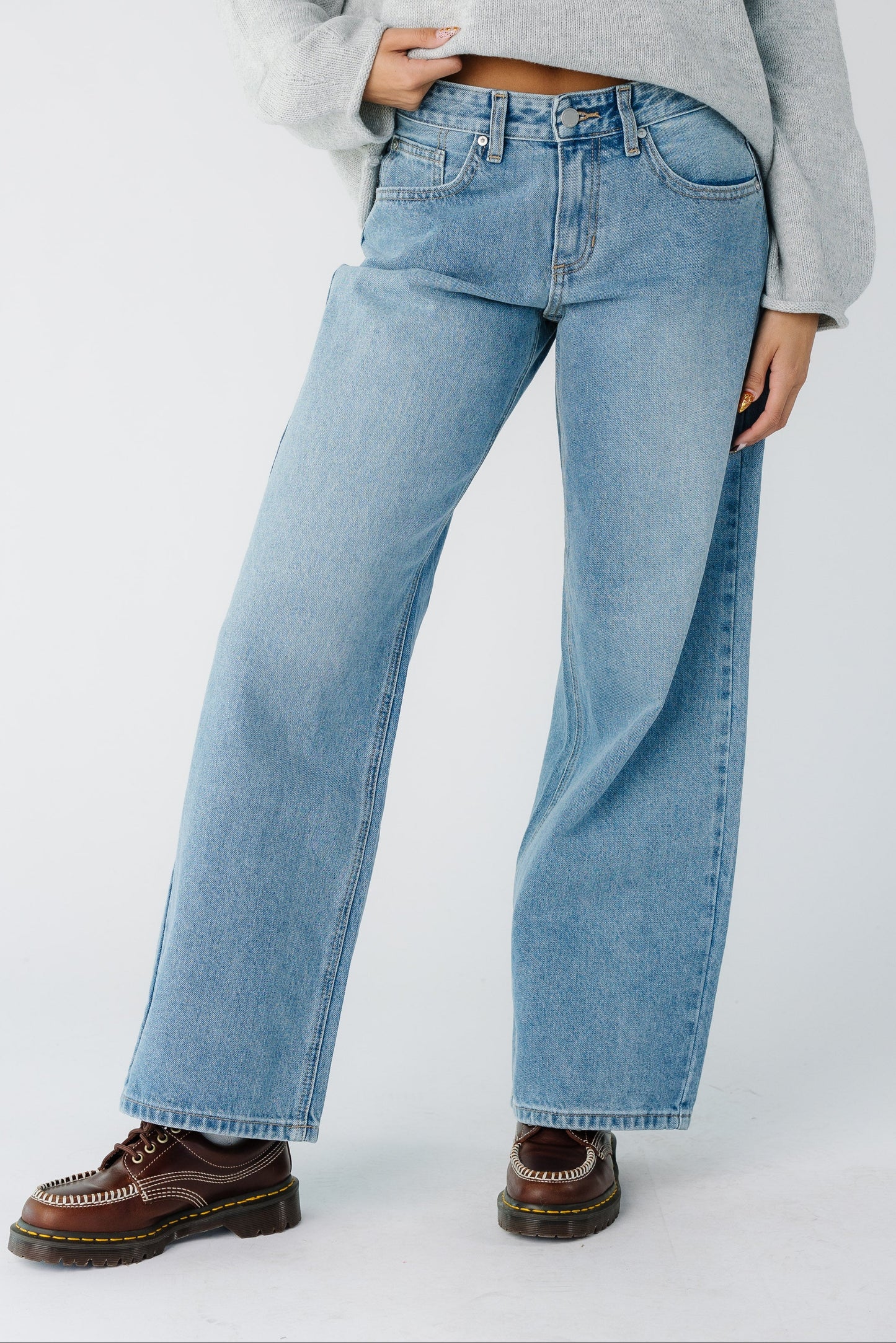 Baggy Wide Leg Denim in medium denim for women and teens 