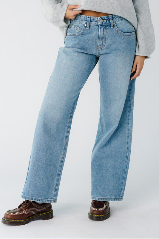 Baggy Wide Leg Denim in medium denim for women and teens 