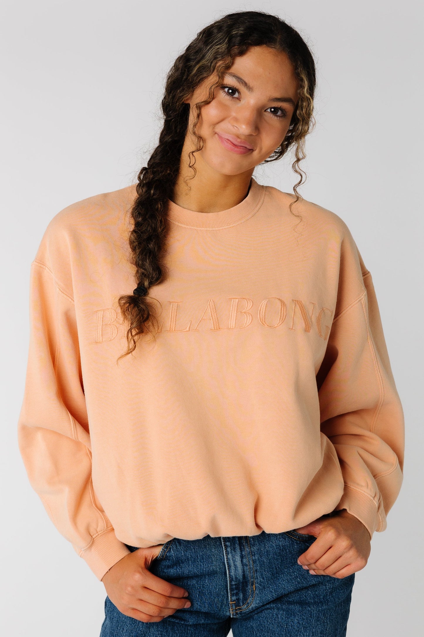 Billabong graphic sweatshirt in peach