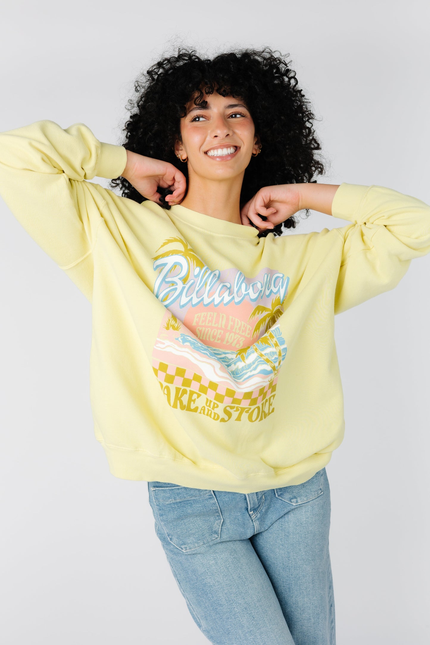 Billabong Ride In yellow graphic sweatshirt  ABJFT00281