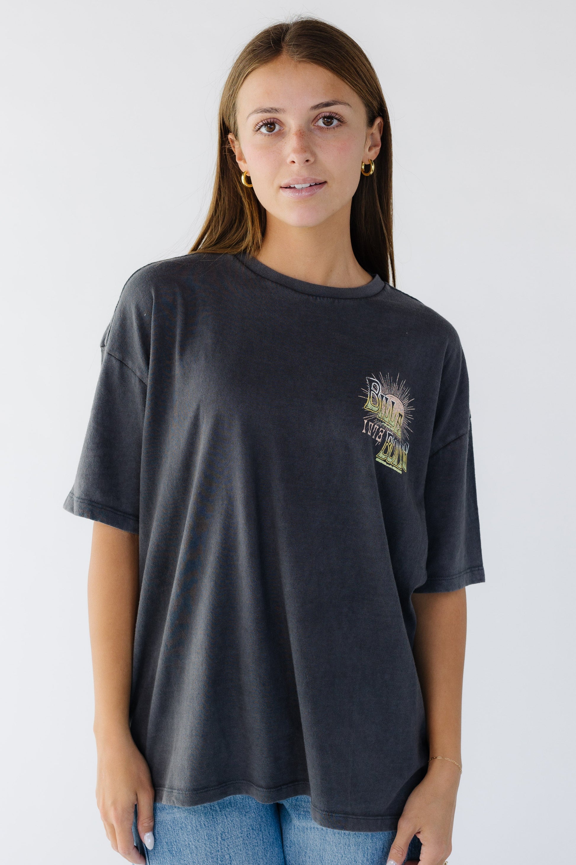 Billabong Sun Chasing Short Sleeve Tee in off black for women and teen girls.  24B351616.