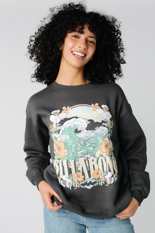 Billabong black sweatshirt with large front wave graphic ABJSF00512