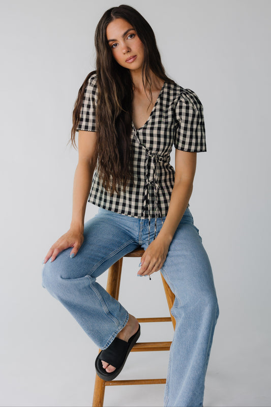 The Bridget Top in black and cream gingham