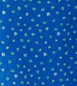 Blue floral fabric swatch.