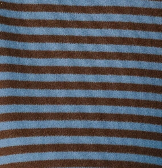 Blue and brown fabric swatch.