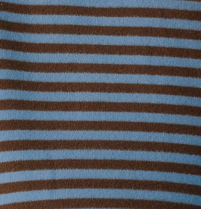 Blue and brown fabric swatch.