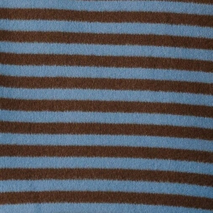 Blue and brown stripe fabric swatch.