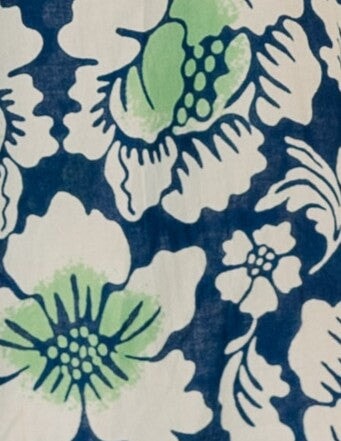 Citrus Blue and Green floral print fabric swatch.