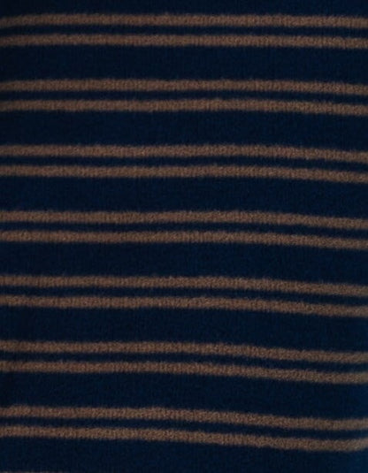 Blue and taupe double stripe fabric swatch