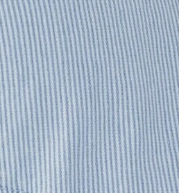 Fabric swatch of blue & white pinstripe denim. 