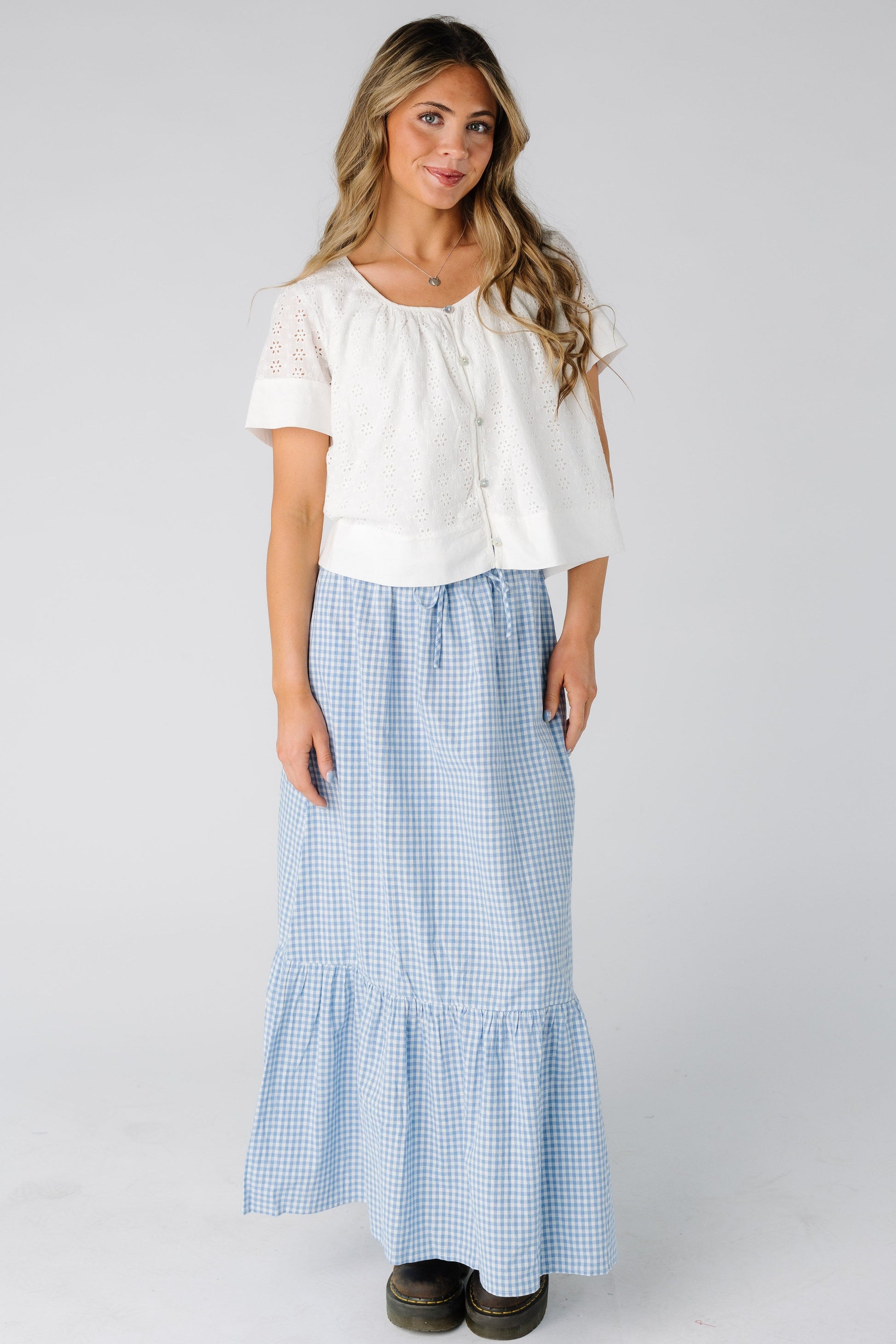 Bowen Gingham Skirt WOMEN'S SKIRTS Things Between Light Blue S 