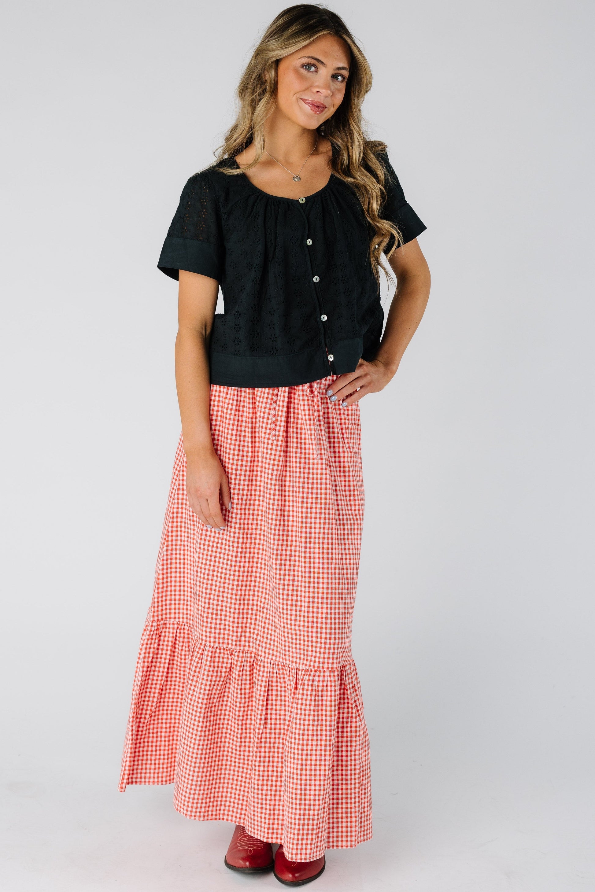 Bowen Gingham Skirt WOMEN'S SKIRTS Things Between Red S 