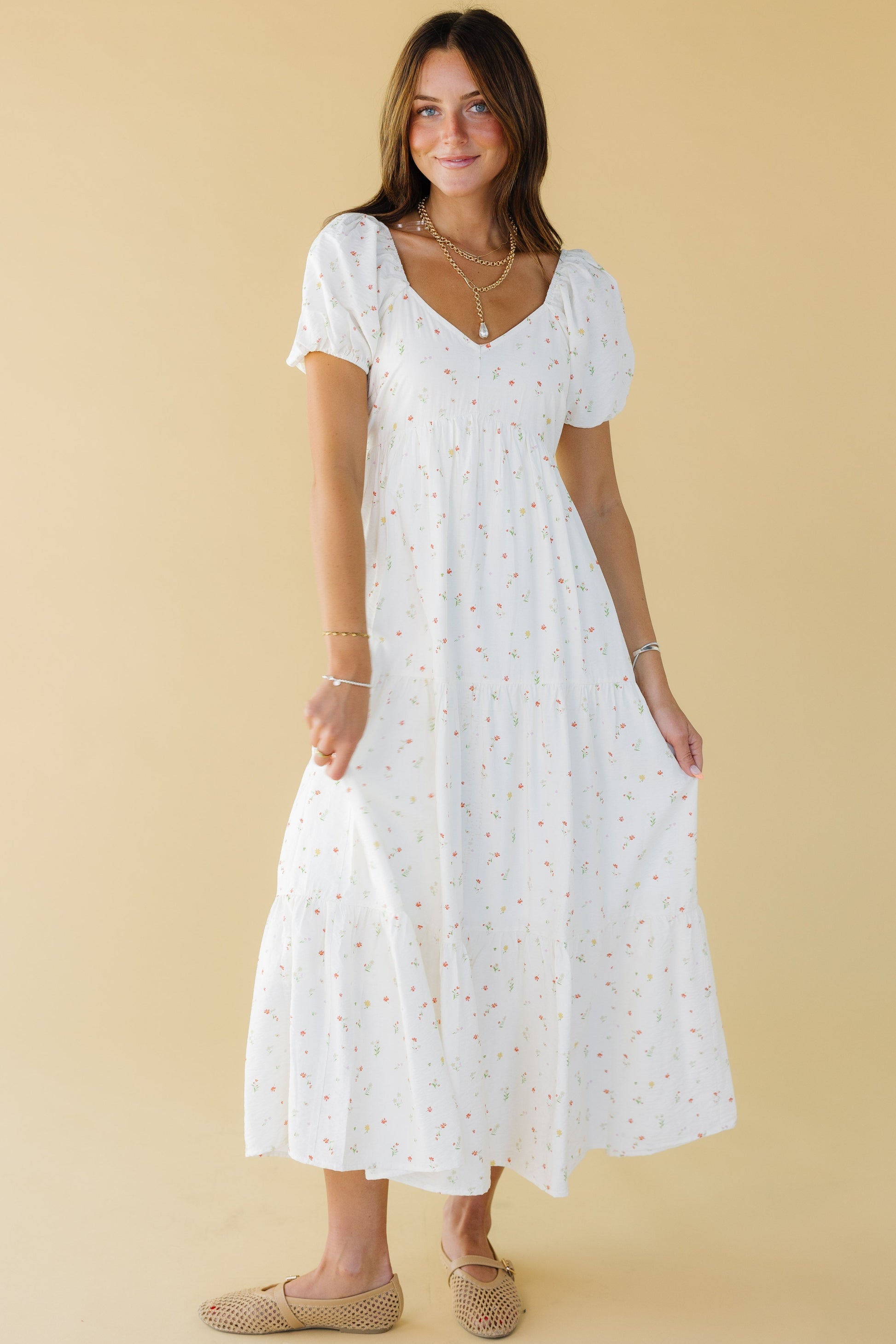 midi dress modest Indy in Sweet Pea Large boat neck Modest Brass & Roe Modest