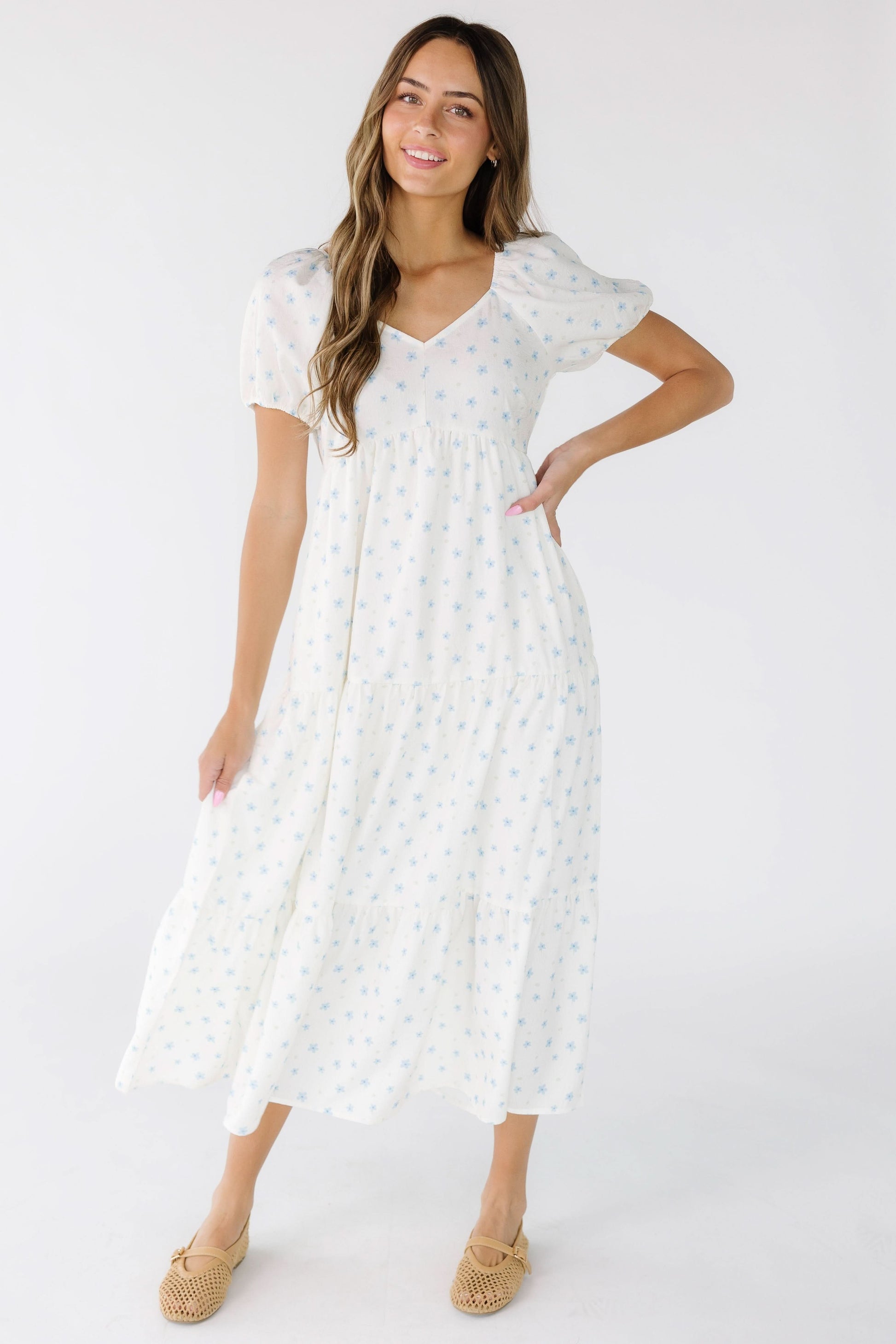 midi modest dress Miley Modest Midi in Bits of Lavender