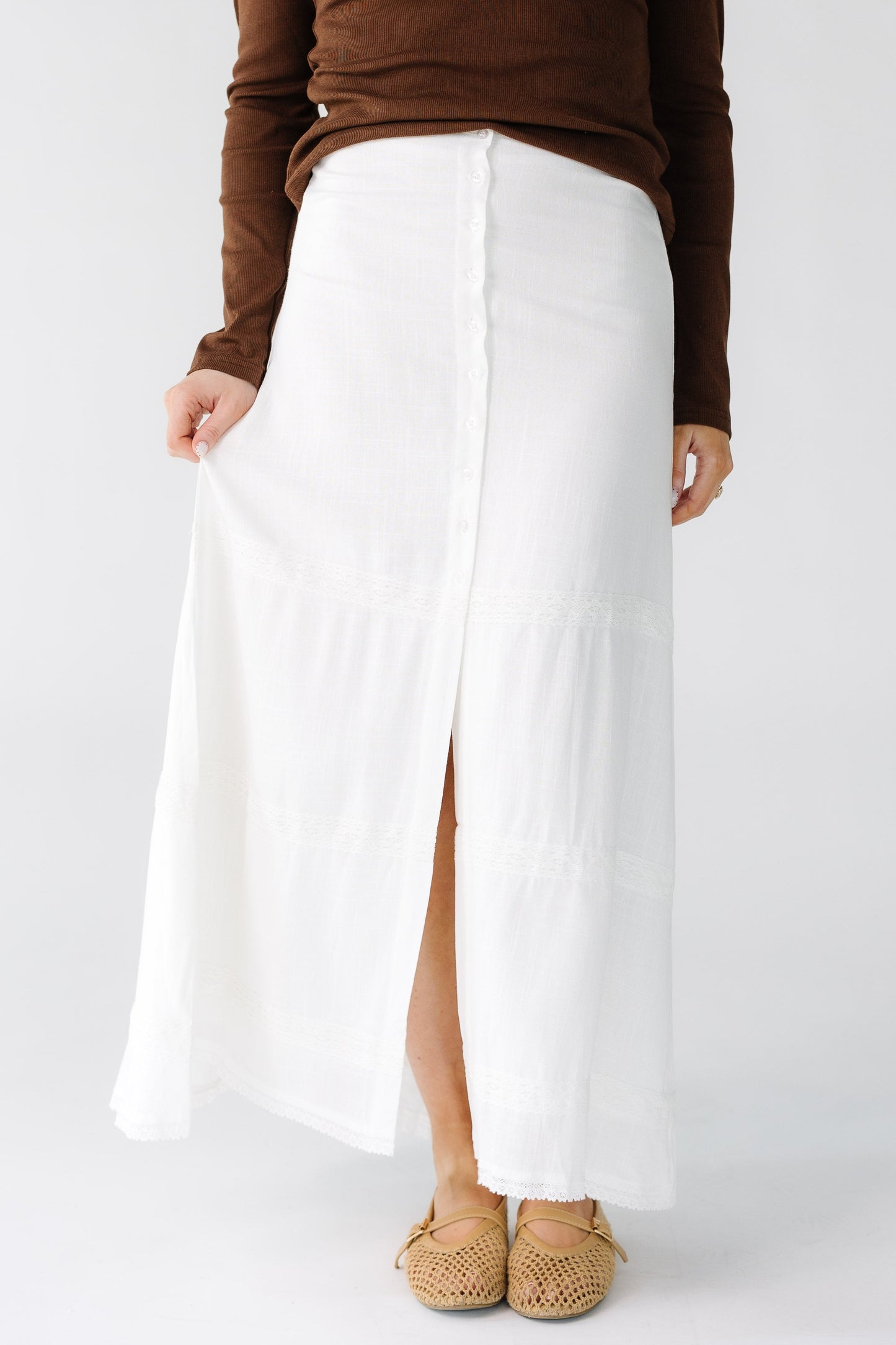 Brass & Roe In Rhythm Skirt in white for women and teens.