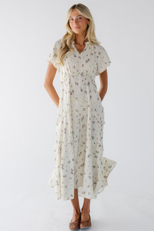 called to surf dresses Citrus The Modest Erika Dress Blue Ditsy / L 50% Viscose Modest Dresses for Any Occasion