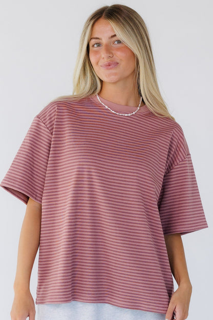 Brass & Roe New Things Tee - Summer in pink stripe for women and teen girls.