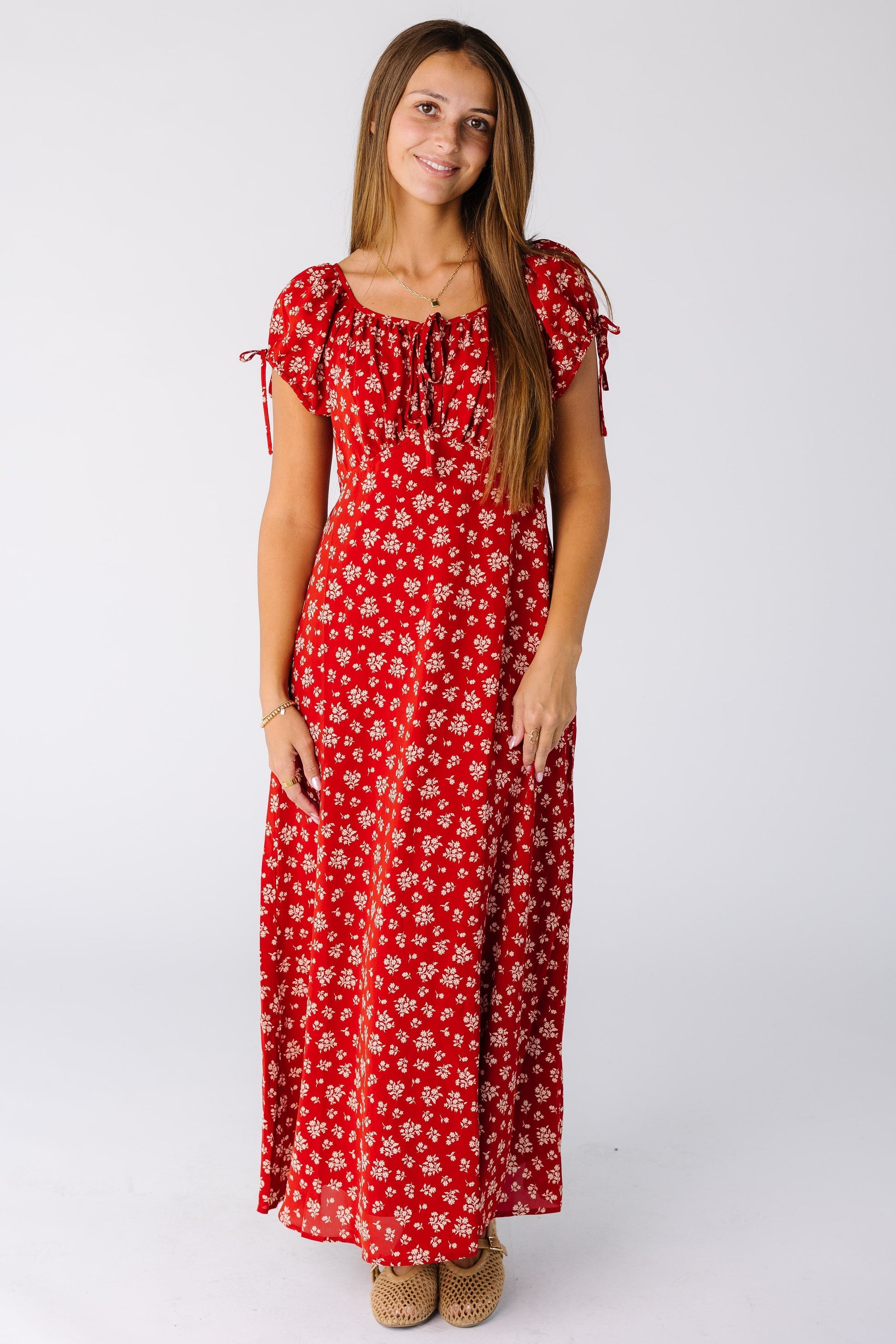 Brass & Roe The Alani Dress in red print for women and teens