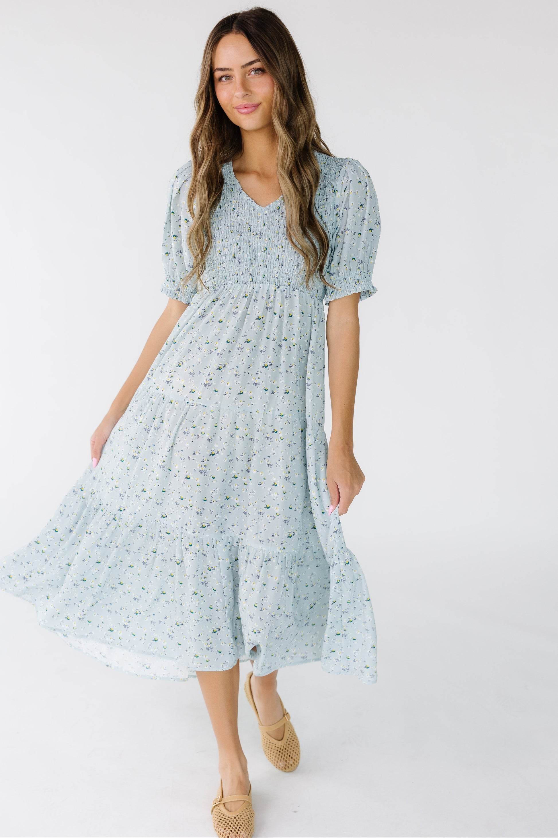 Brass & Roe The Modest Allison Dress Blue / M *FINAL SALE*