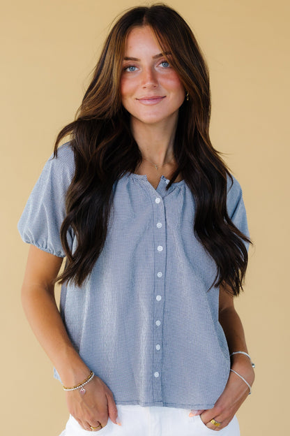 Brass & Roe Bree Textured Top WOMEN'S TOP brass & roe Navy XS 