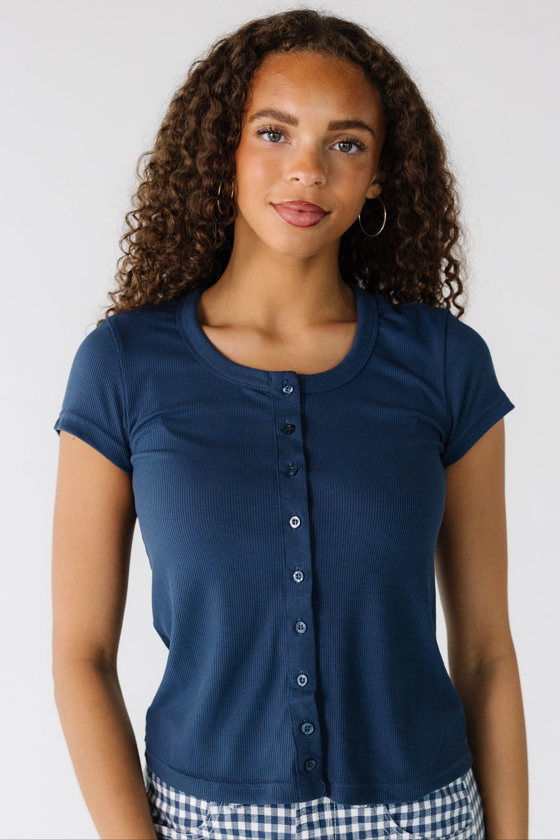 Brass & Roe Ribbed Button Tee WOMEN'S T-SHIRT brass & roe 