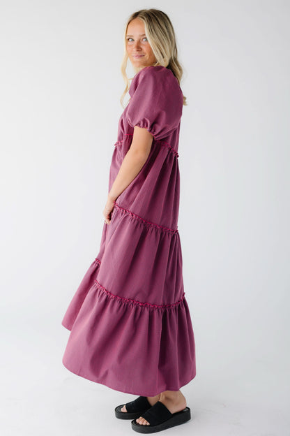 Brass & Roe Charity Tier Dress in red & navy gingham for women and teen girls.