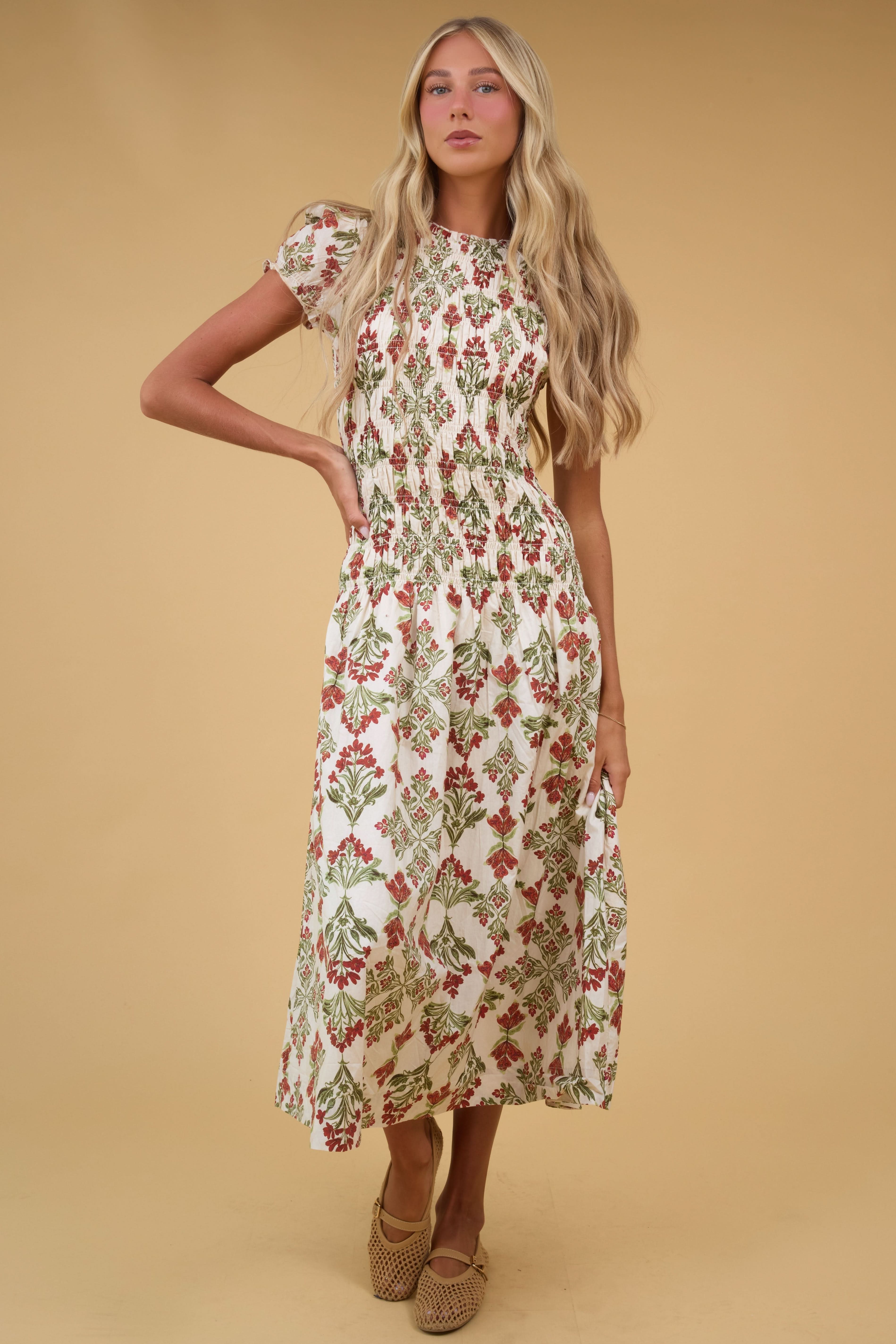 Brass & Roe Modest Maci Smocked Maxi Dress – Called to Surf