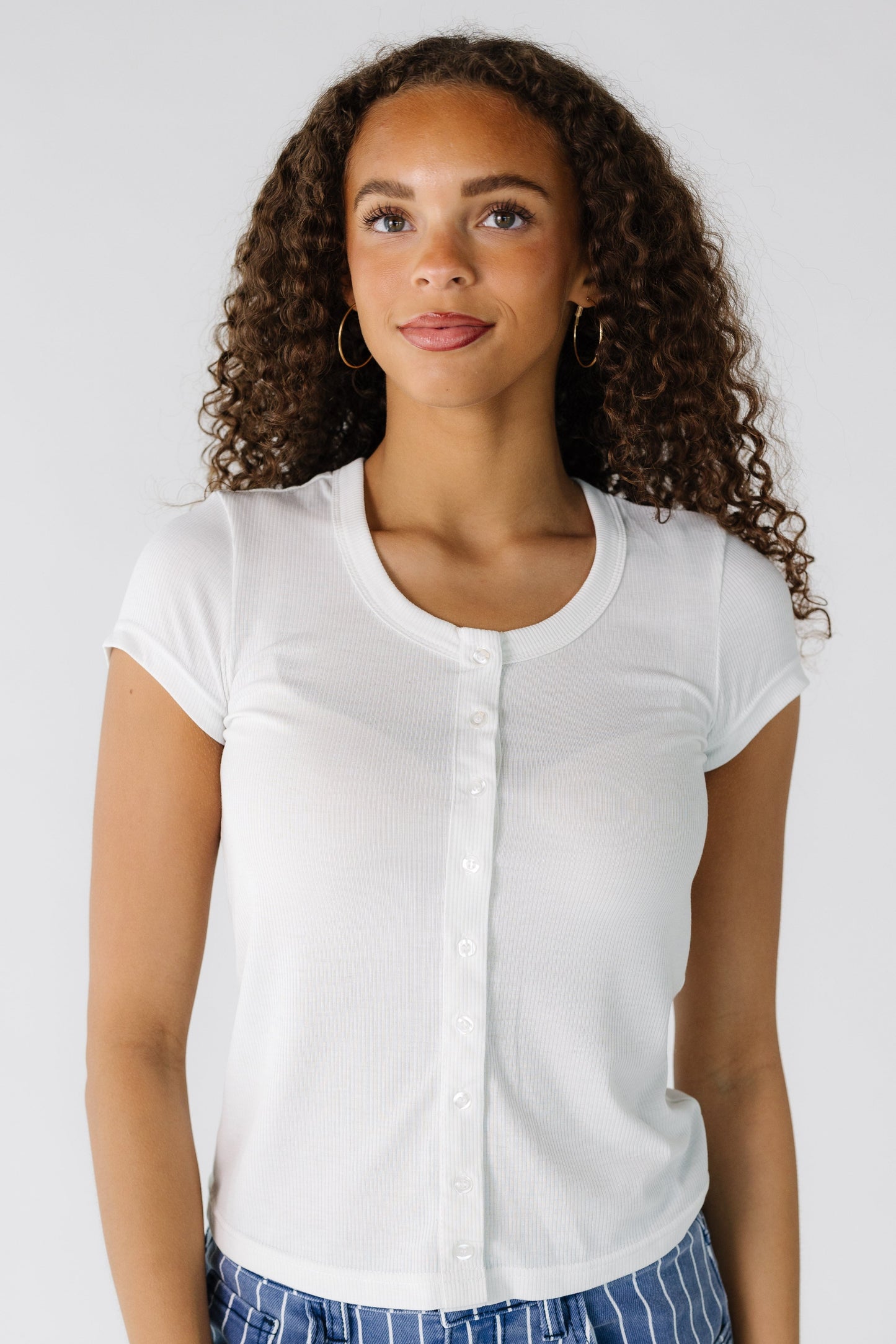 Brass & Roe Ribbed Button Tee WOMEN'S T-SHIRT brass & roe 