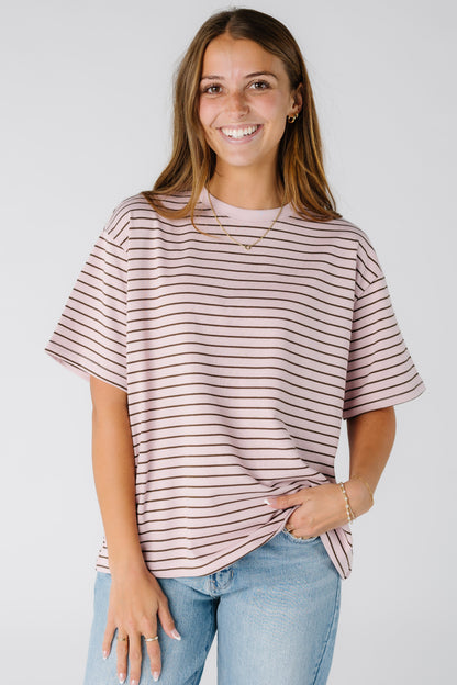 Brass & Roe Sahara Stripe Top in pink and brown for women and teens