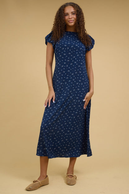 Brass & Roe The Tamara Dress in navy floral print for women and teenage girls.