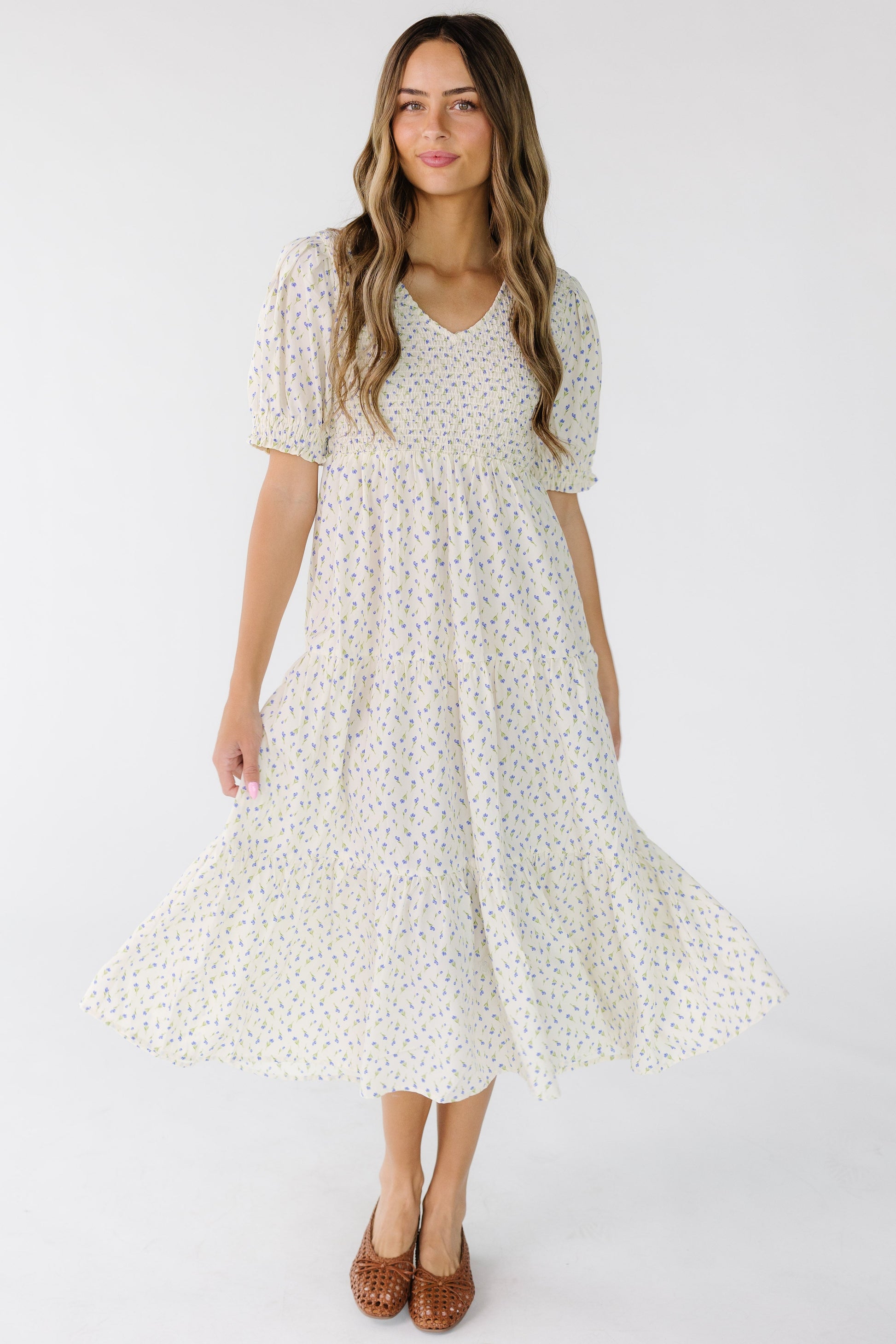 ivory floral print dress Diana Embroidered Ivory Floral Dress