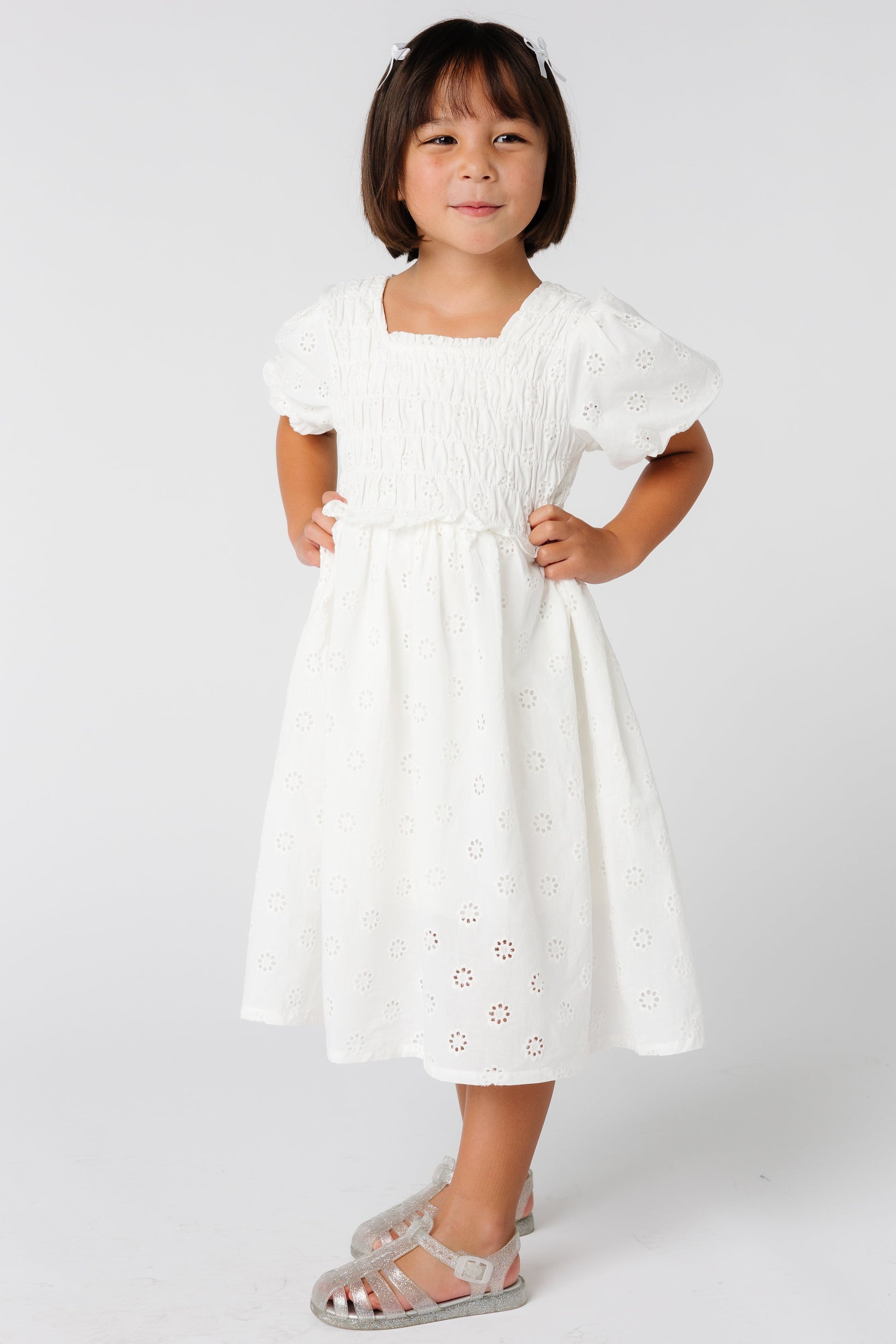 Women Brass & Roe Brass & Roe Ella Girl's Eyelet Neck Dress White / S Women Brass & Roe Brass & Roe Ella Girl's Eyelet Neck Dress White / S