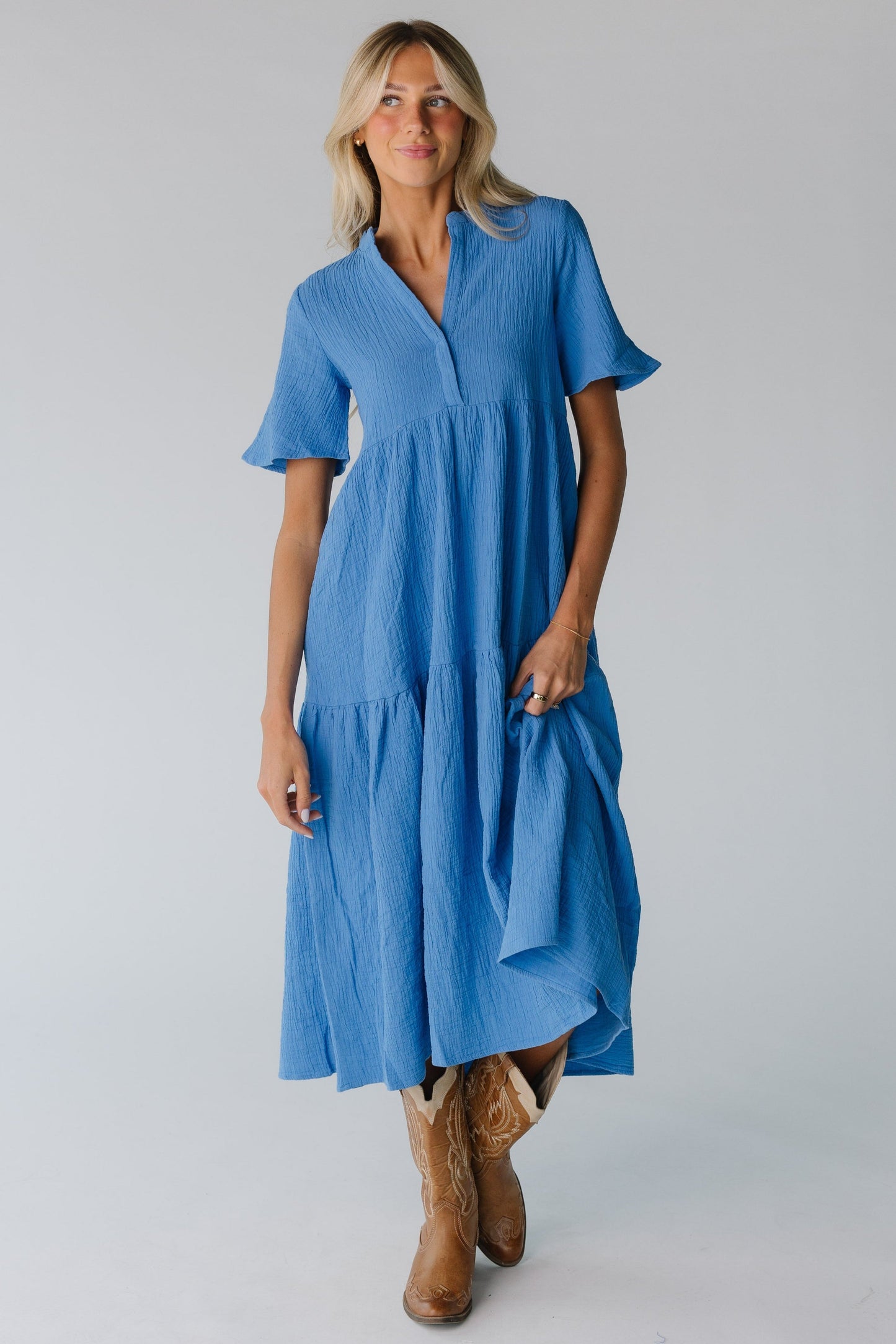 Brass & Roe Pondering Gauze Dress - Summer WOMEN'S DRESS brass & roe Blue XS 