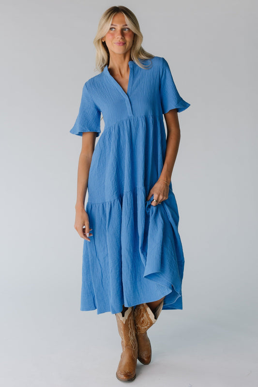 Brass & Roe Pondering Gauze Dress - Summer WOMEN'S DRESS brass & roe Blue XS 