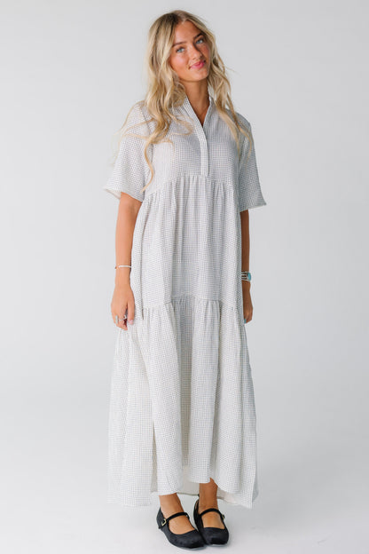 Brass & Roe Pondering Gauze Straight Sleeve-Petite Dress for women in white and black print