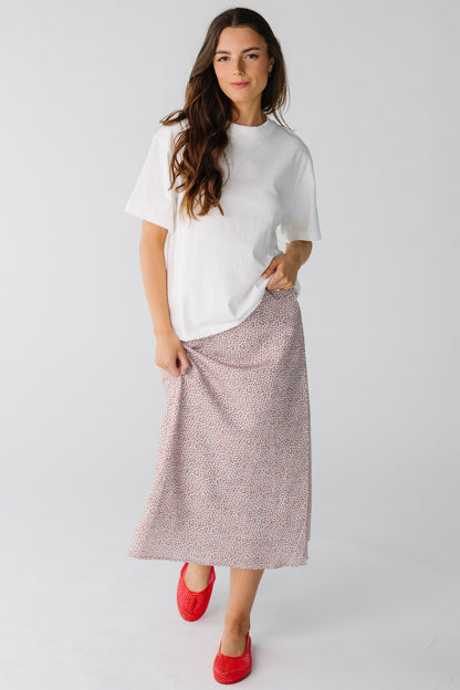 Brass & Roe Meadow Midi Skirt in red floral