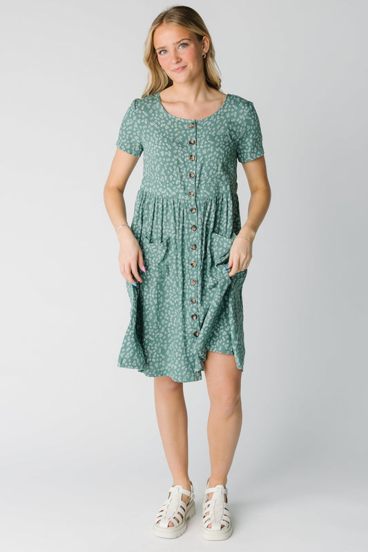 Brass & Roe London Button Down Dress WOMEN'S DRESS brass & roe Green XS 