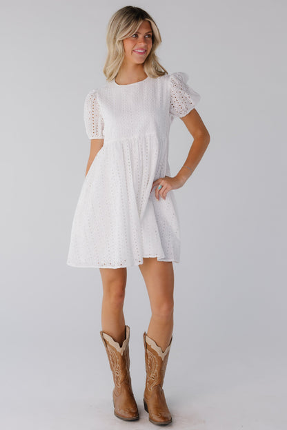 Brass & Roe The Eyelet Knee Tunic in white