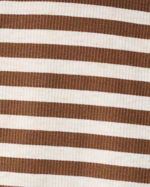 Brown and cream stripe fabric swatch.