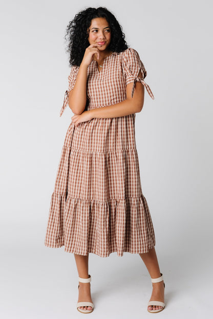 Brass and Roe modest gingham midi dress