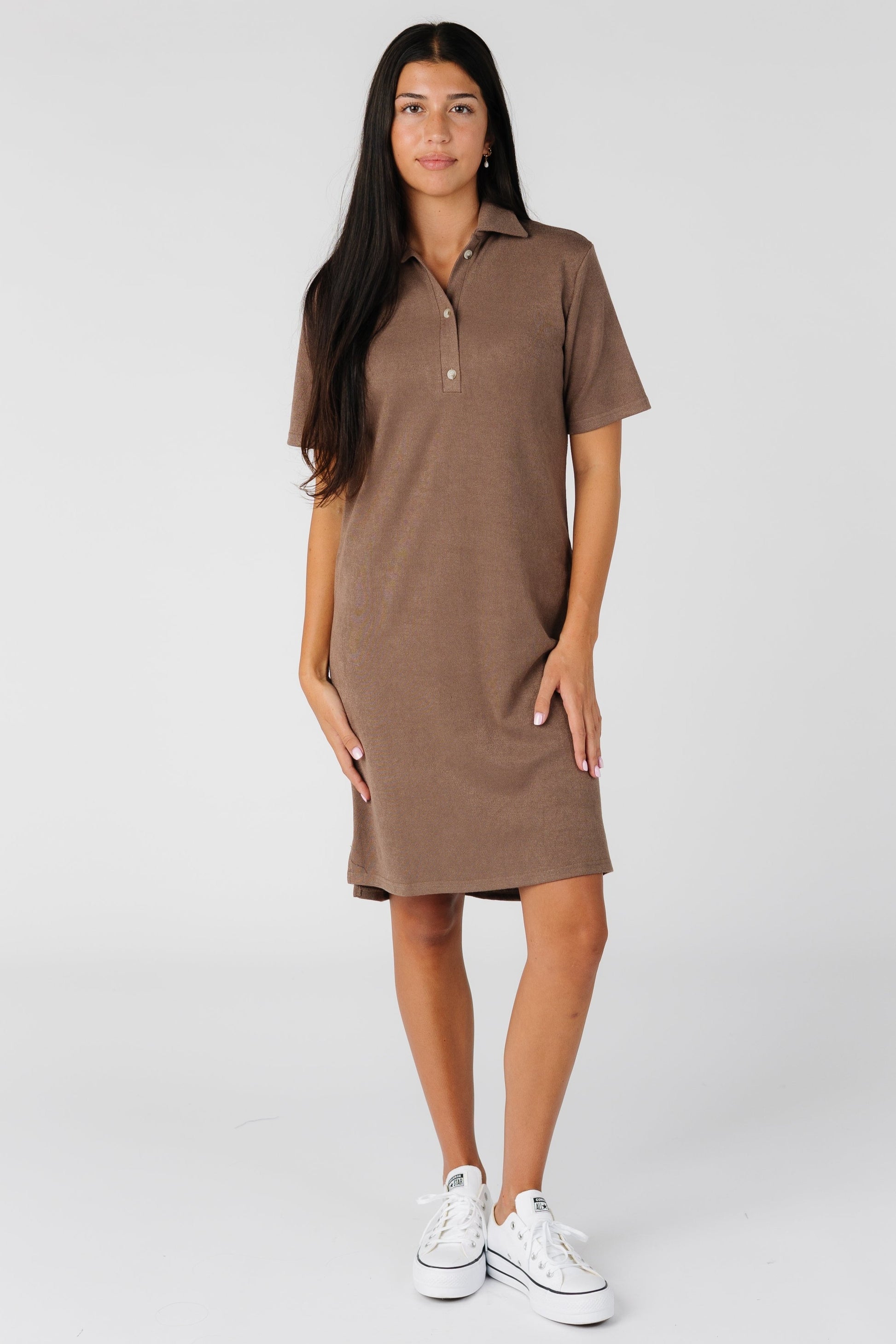 Brass & Roe Collared Knit Dress Short sleeve knee length dress