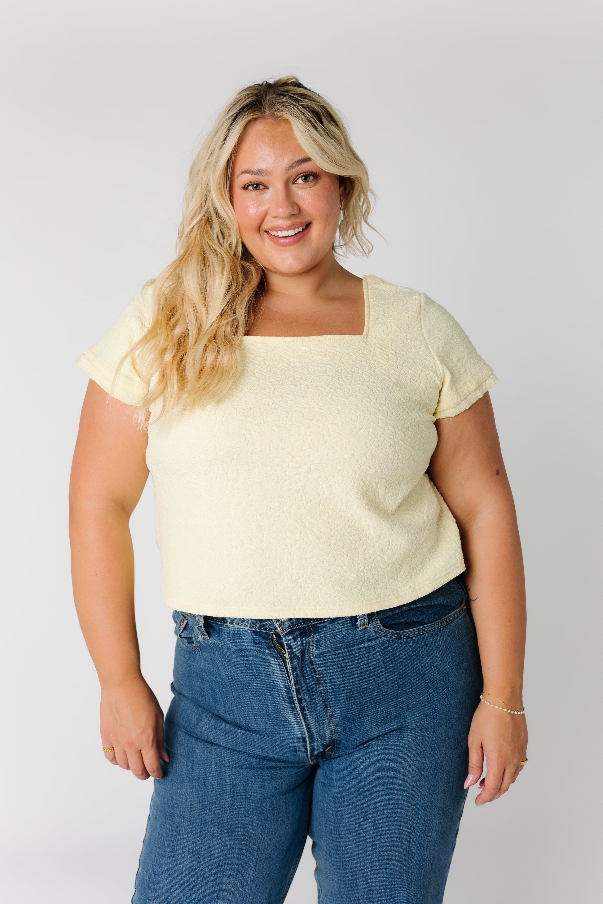 Brass & Roe Textured Square Neck Top WOMEN'S TOP brass & roe 