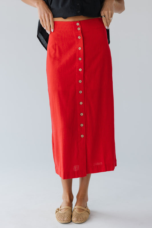Starlet Linen Midi Skirt WOMEN'S SKIRTS Blu Pepper Red S 