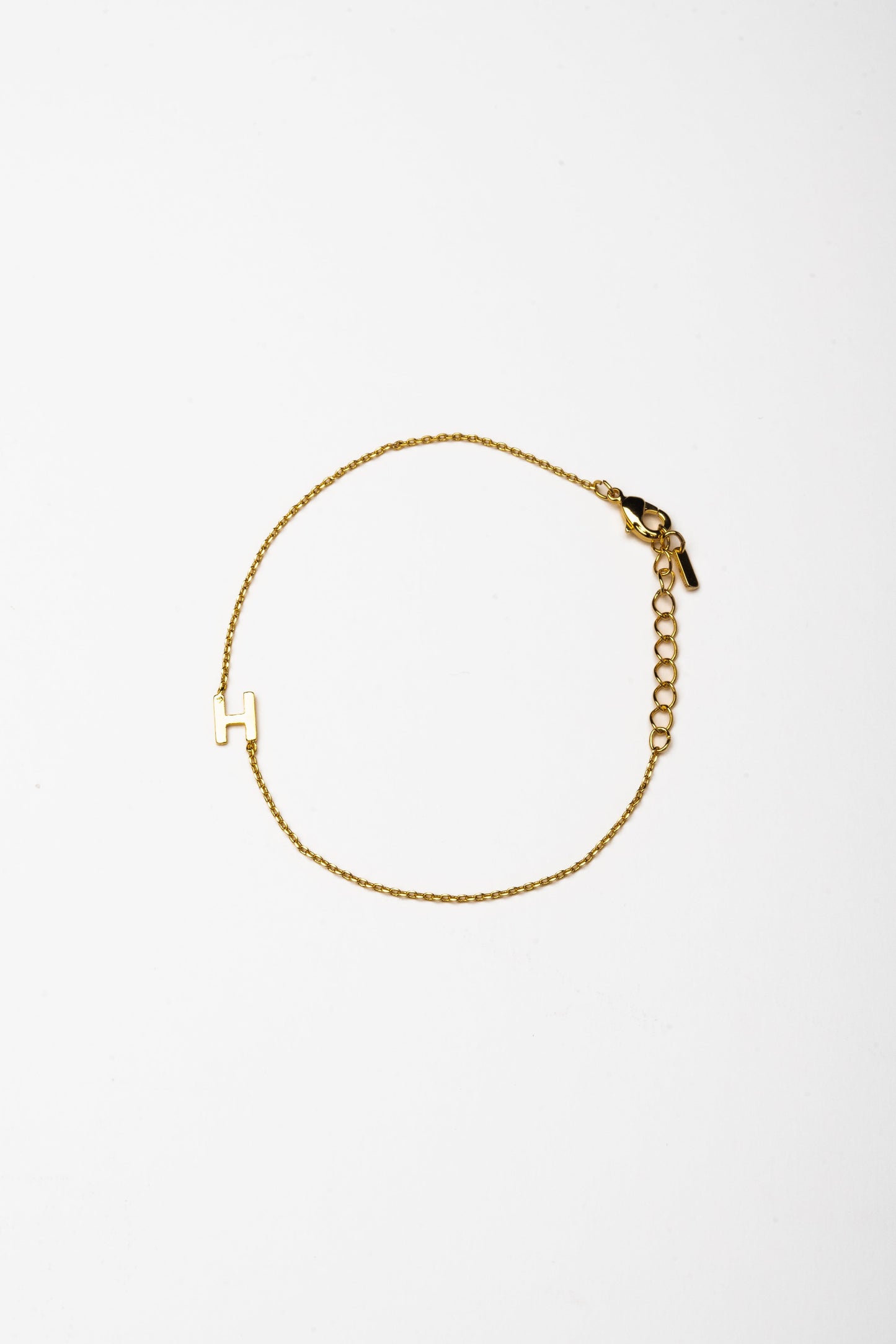 Cove Initial Bracelet WOMEN'S BRACELET Cove Accessories 18k Gold Plated 7" + 1" extender H