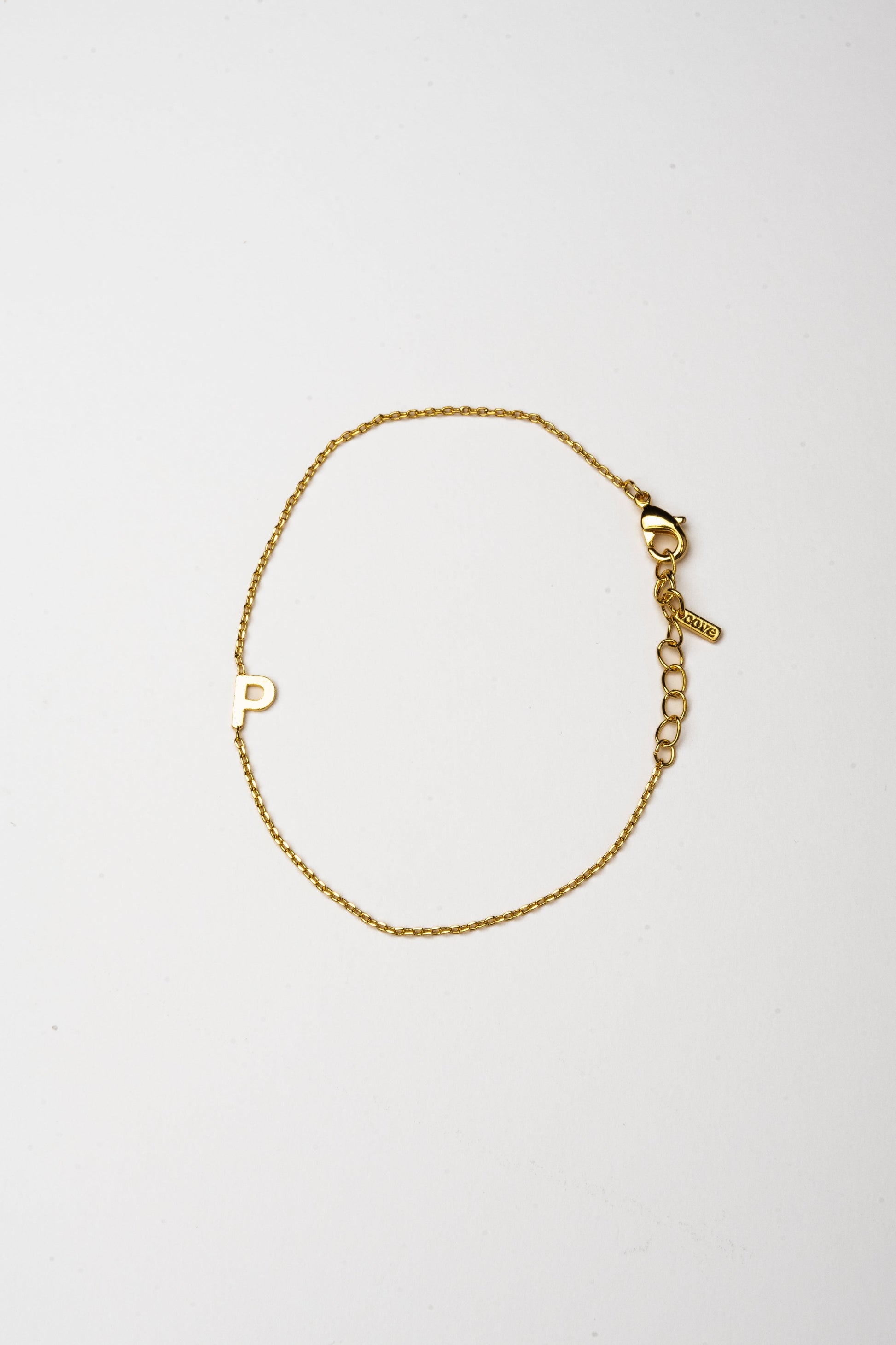 Cove Initial Bracelet WOMEN'S BRACELET Cove Accessories 18k Gold Plated 7" + 1" extender P
