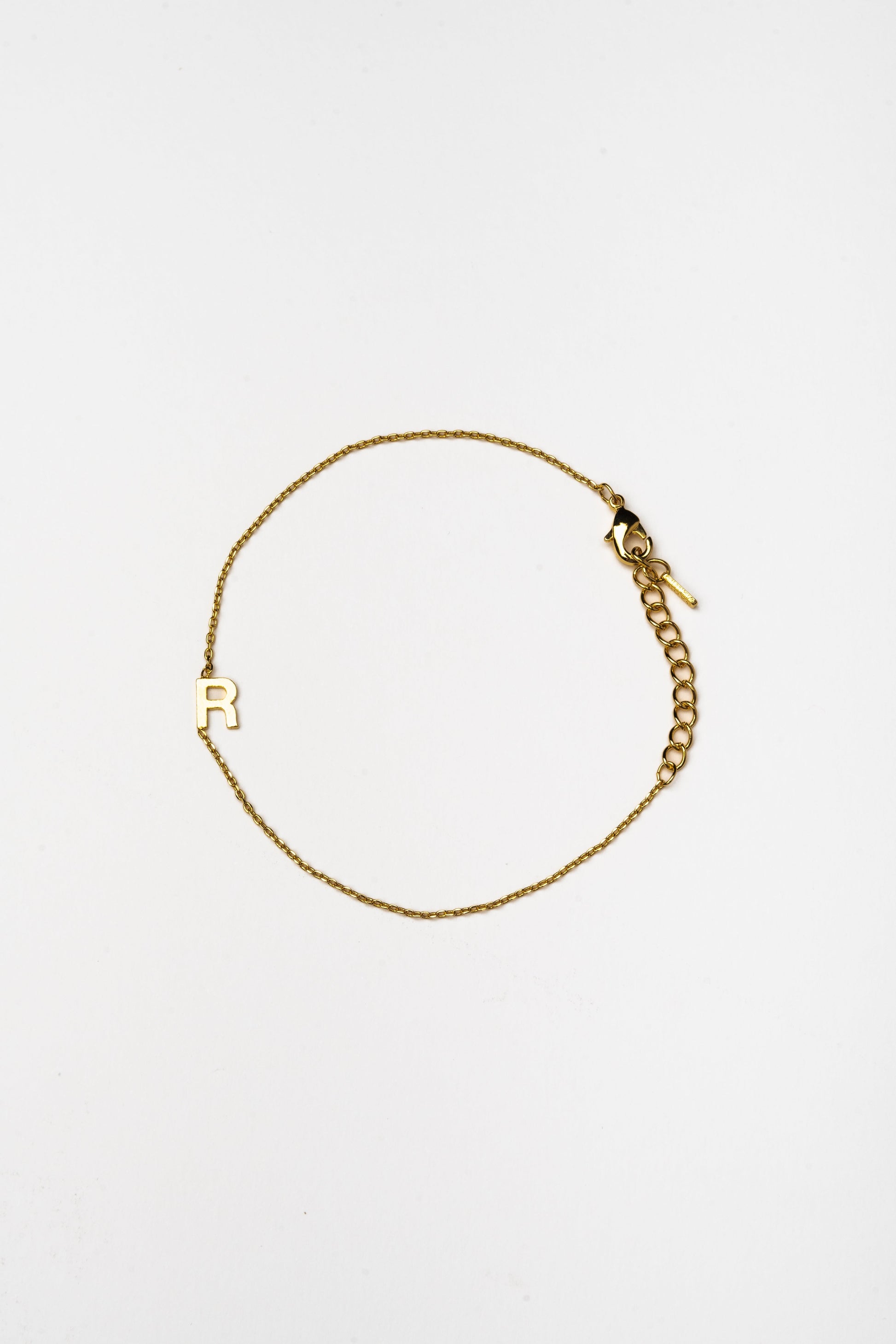 Cove Initial Bracelet WOMEN'S BRACELET Cove Accessories 18k Gold Plated 7" + 1" extender R