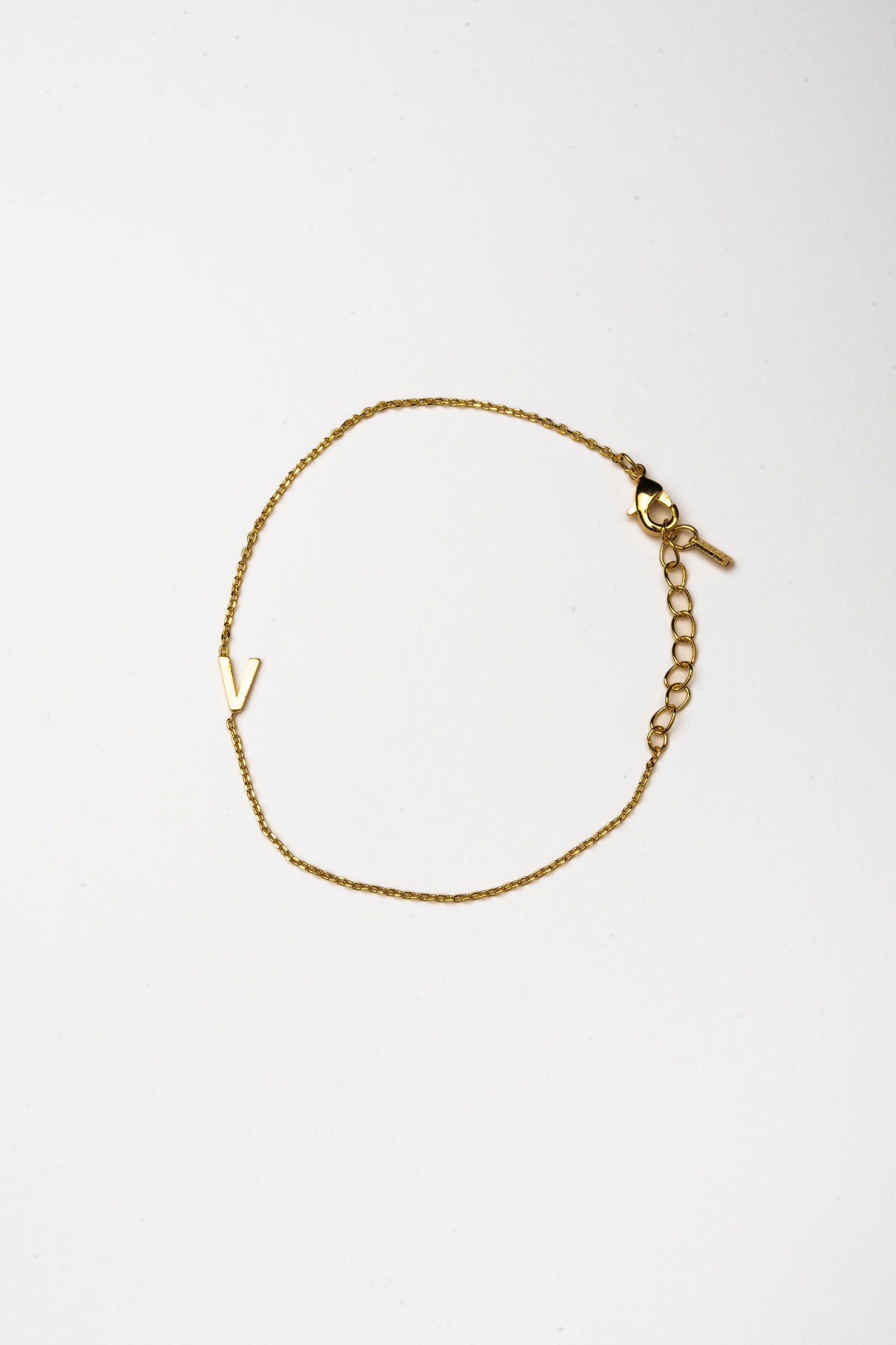 Cove Initial Bracelet WOMEN'S BRACELET Cove Accessories 18k Gold Plated 7" + 1" extender V