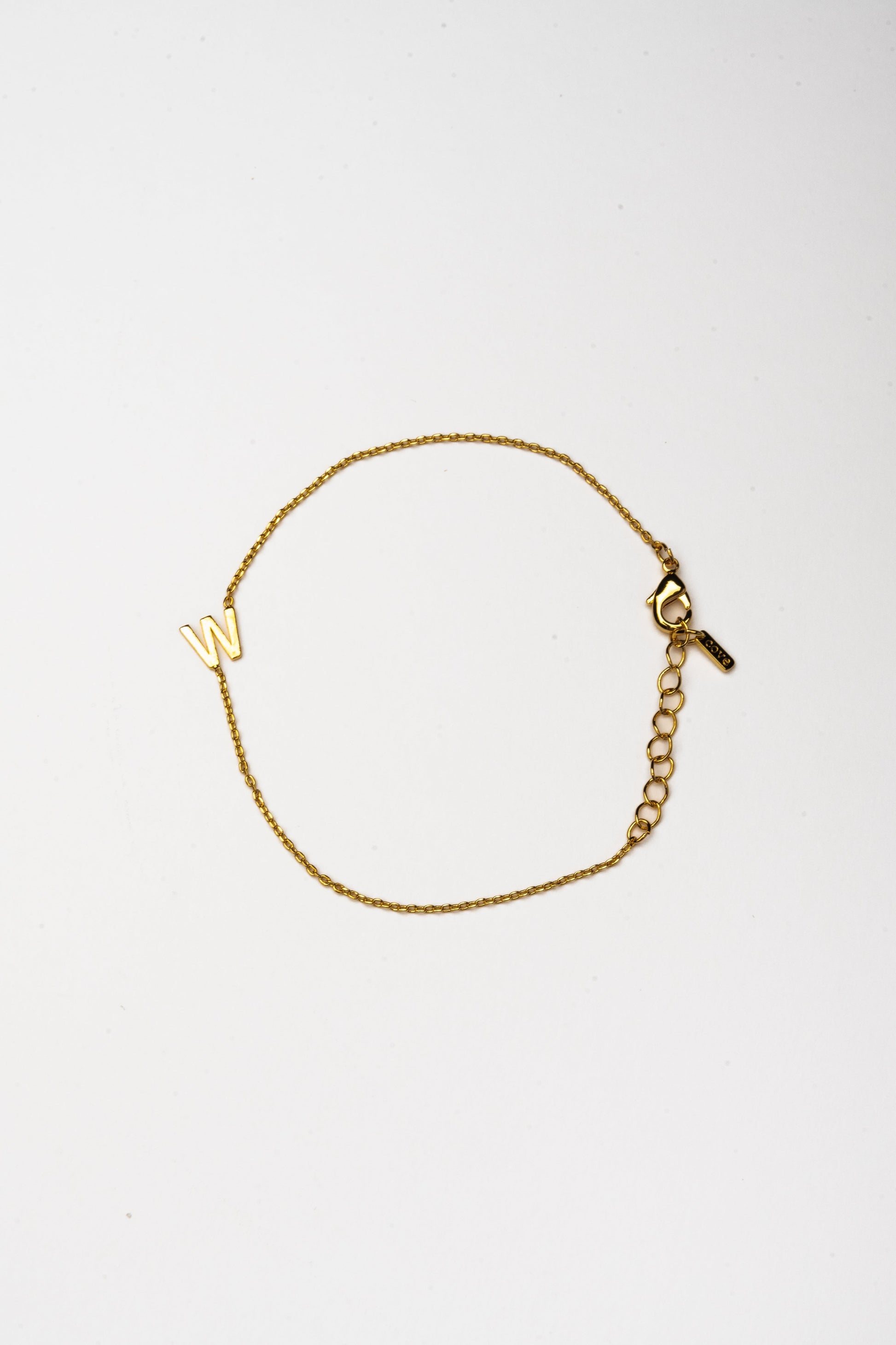Cove Initial Bracelet WOMEN'S BRACELET Cove Accessories 18k Gold Plated 7" + 1" extender W