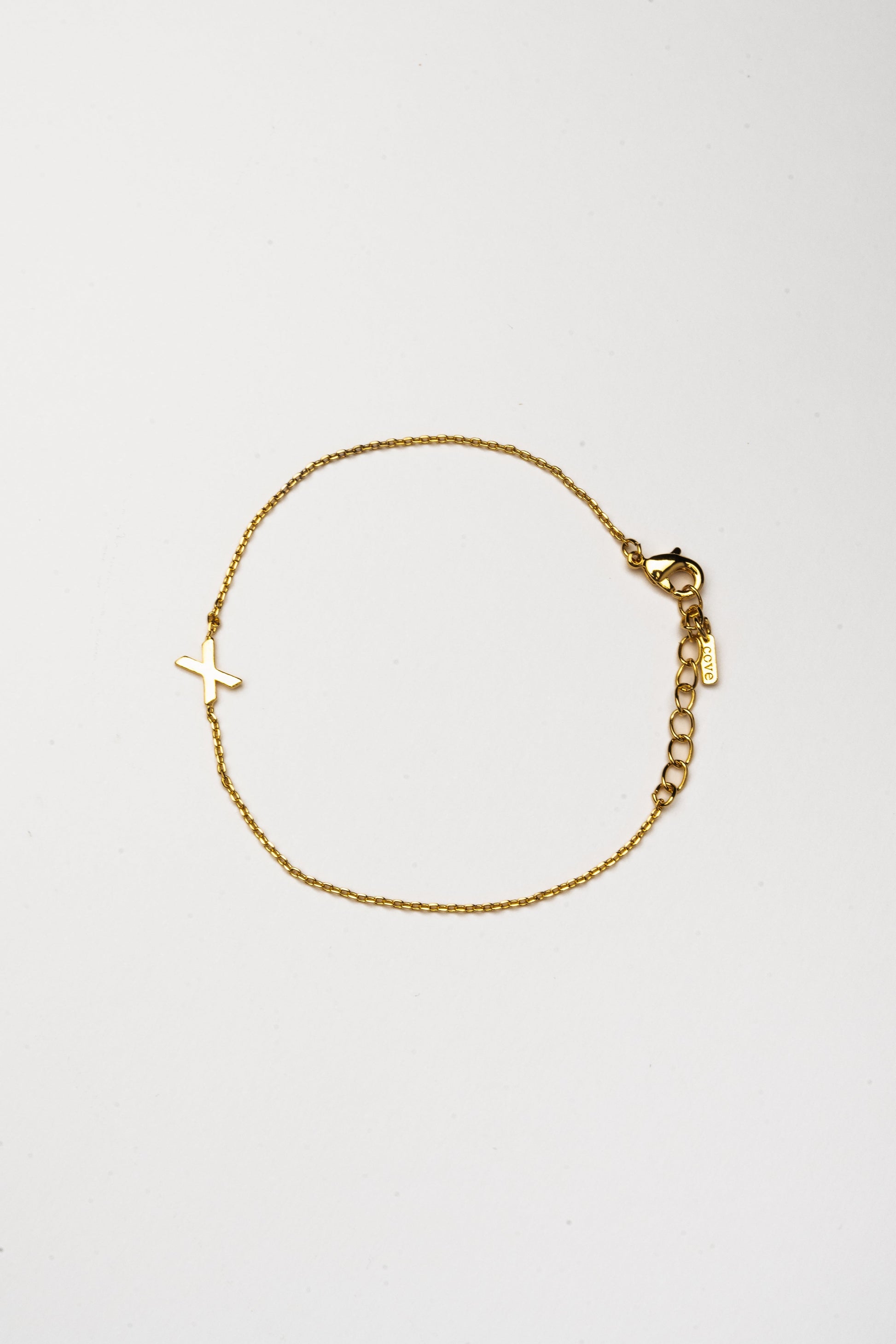 Cove Initial Bracelet WOMEN'S BRACELET Cove Accessories 18k Gold Plated 7" + 1" extender X